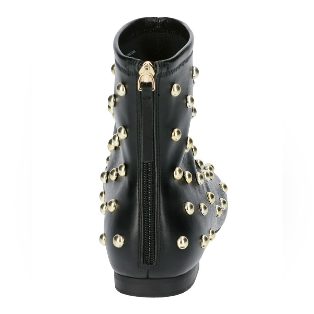 Elegant Black and Gold Studded Ankle Booties - Picture 2 of 10